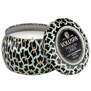 Voluspa French Linen Mini Tin Candle 4 oz NEW